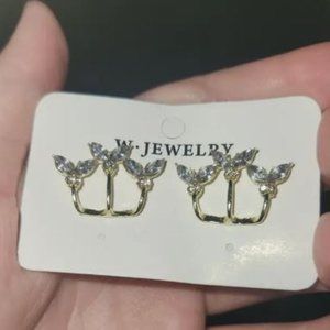 Butterfly Rhinestone Ear Crawler Earrings